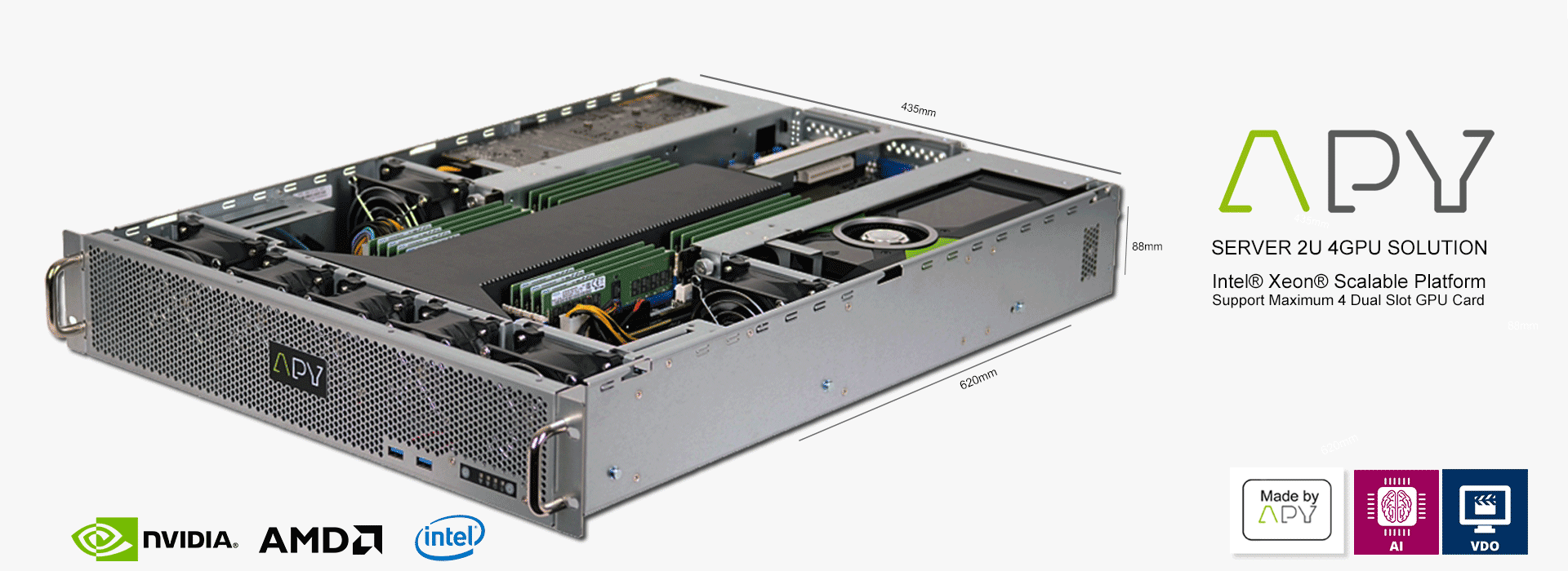 Discover the APY ONE G4 2U 4 GPU server made in APY